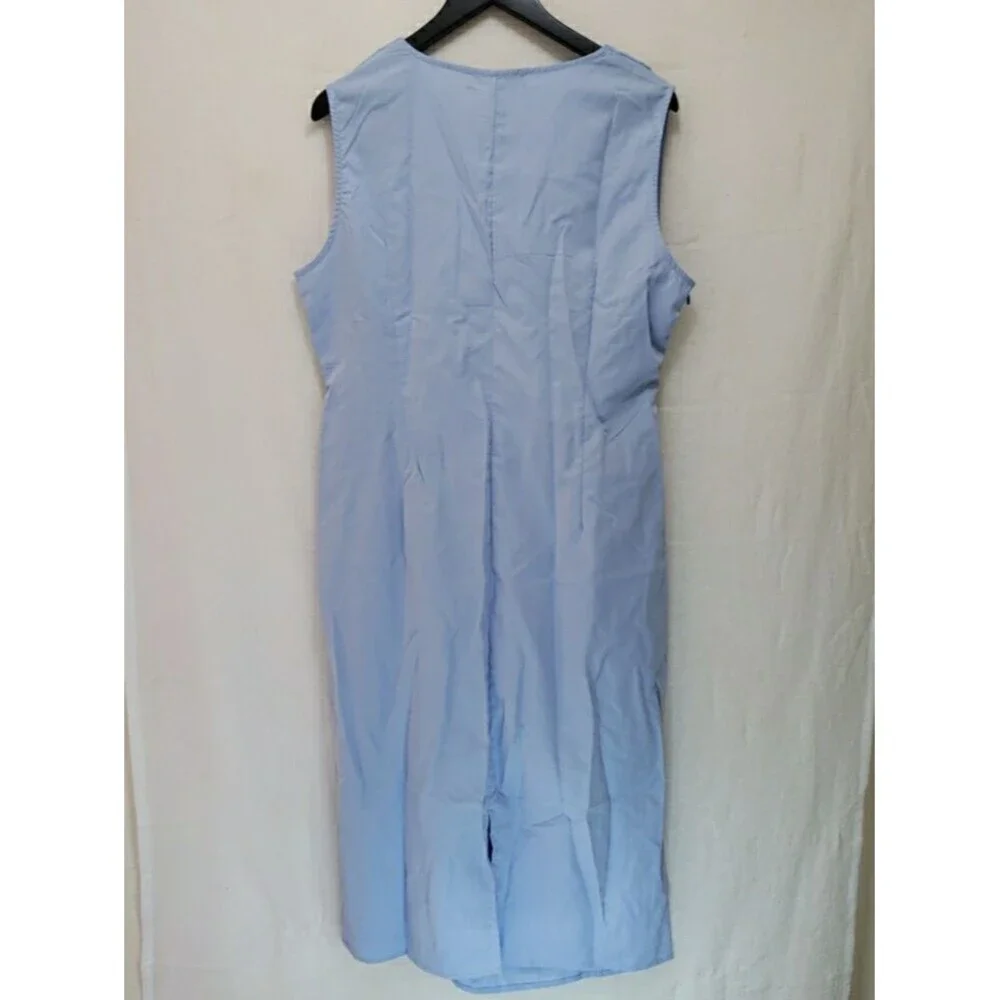NWT Zanzea Navy Blue Sleeveless Midi Dress XXXL 3XL Pleated Round Neck Boho - Picture 4 of 11